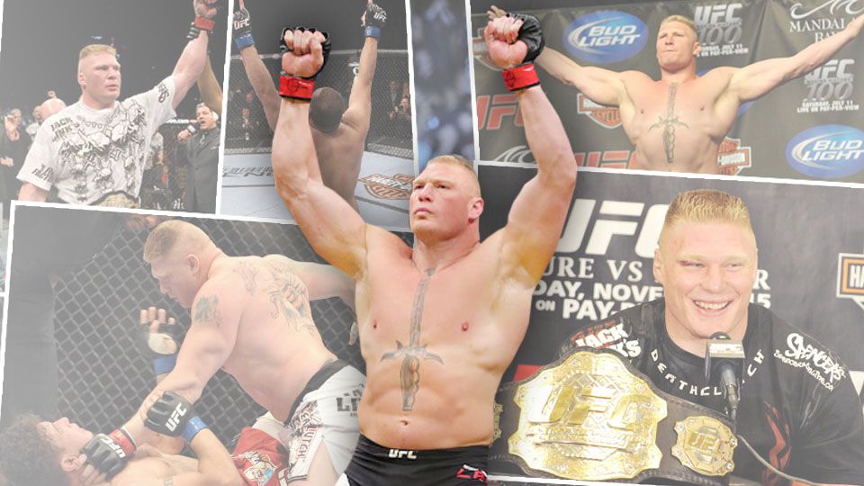 Petarung asal Amerika Serikat, Brock Lesnar memutuskan untuk tidak melanjutkan kariernya di arena Mixed Martial Art (MMA). Copyright: Grafis: Eli Suhaeli/INDOSPORT/Getty Images